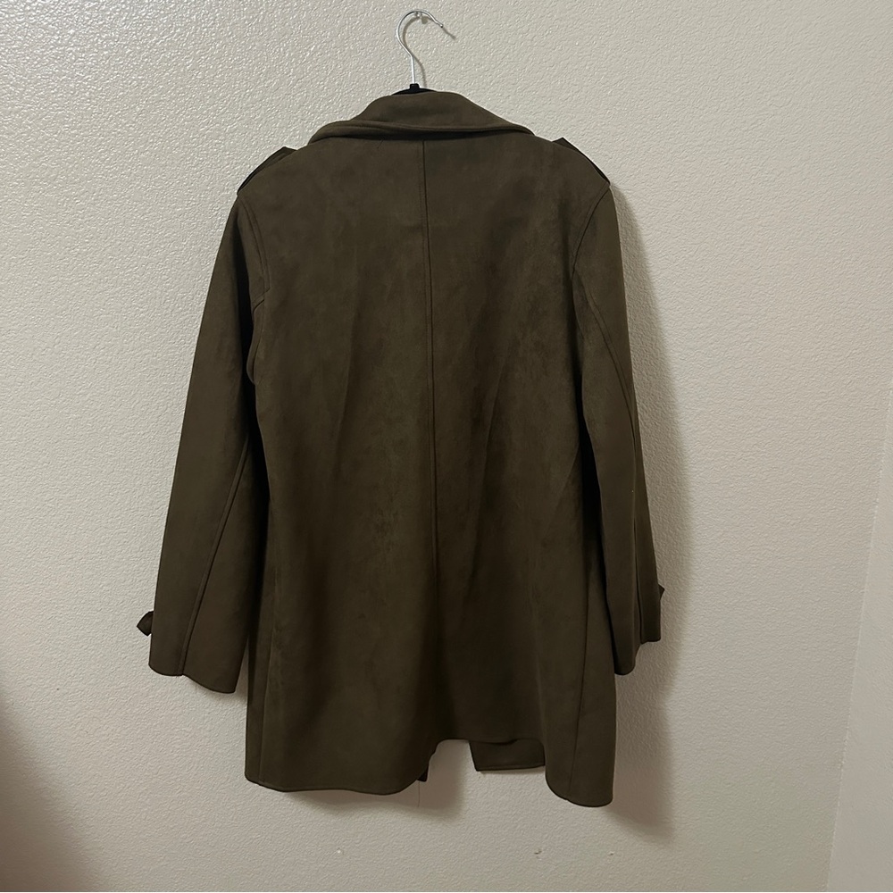 Fashion Nova Always‎ in the Go Faux Suede Jacket Olive Sz Large - Picture 9 of 11